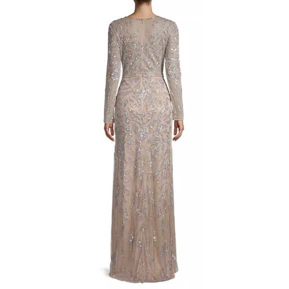 NEW Mac Duggal Beaded Long Sleeve Evening Full Length Gown Sz. 12 - Picture 8 of 9